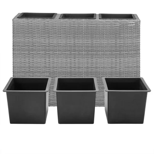 Polyrattan flowerpot grey 83x30.5x60cm