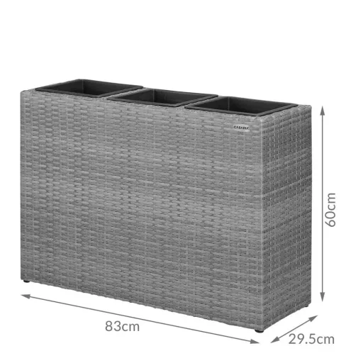 Polyrattan flowerpot grey 83x30.5x60cm