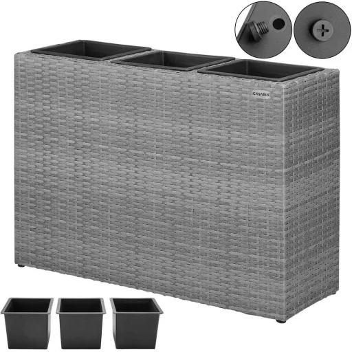 Polyrattan flowerpot grey 83x30.5x60cm