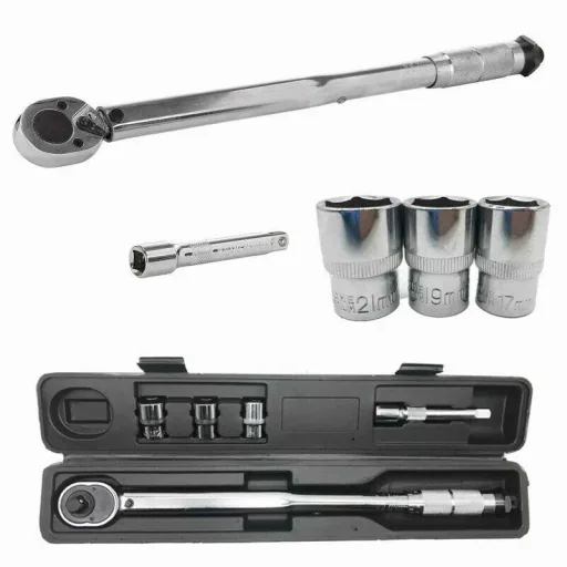 Tool 1/2 inch torque wrench set in case - 17, 19, 21 mm - 12.7 cm length