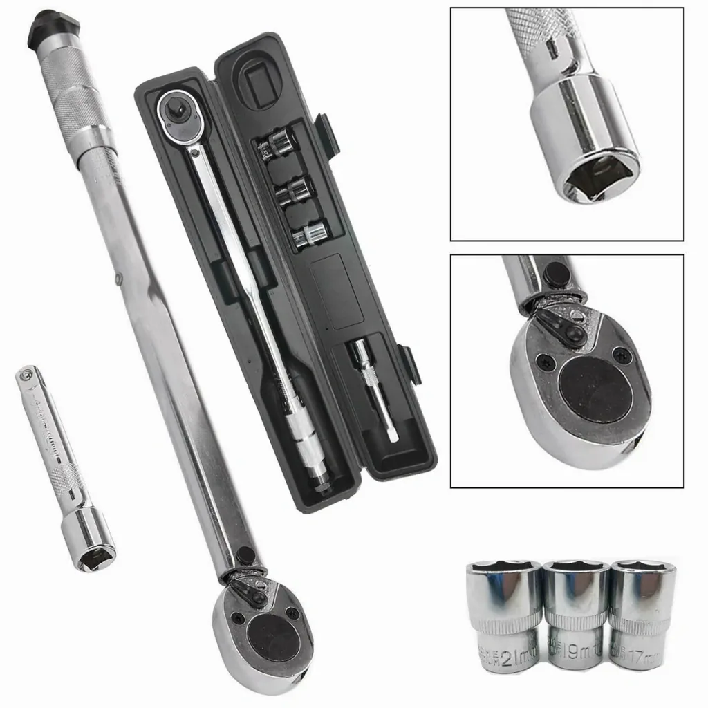 Tool 1/2 inch torque wrench set in case - 17, 19, 21 mm - 12.7 cm length