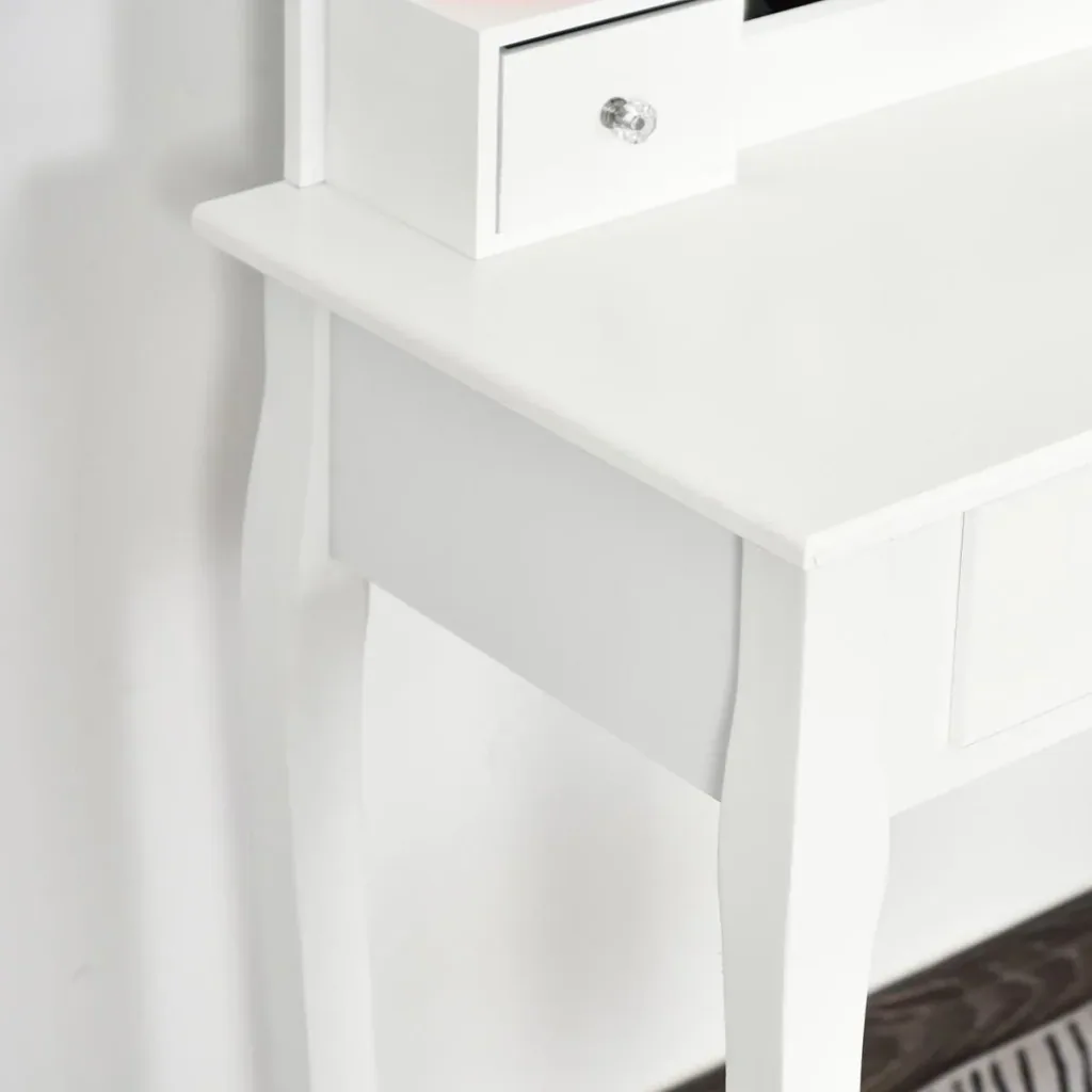 Dressing table with mirror and 5 drawers, white