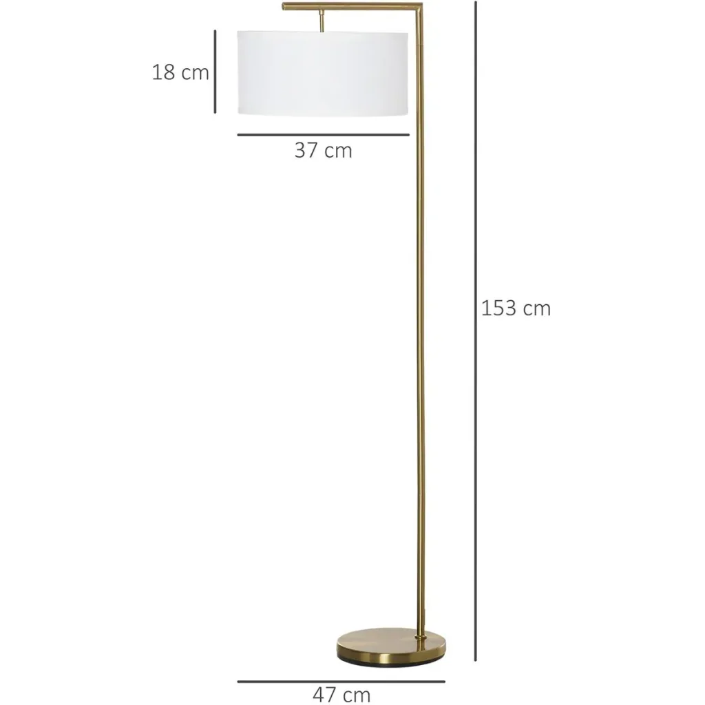Floor lamp with linen shade gold/white