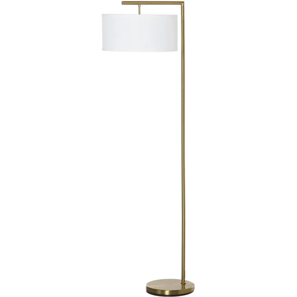 Floor lamp with linen shade gold/white