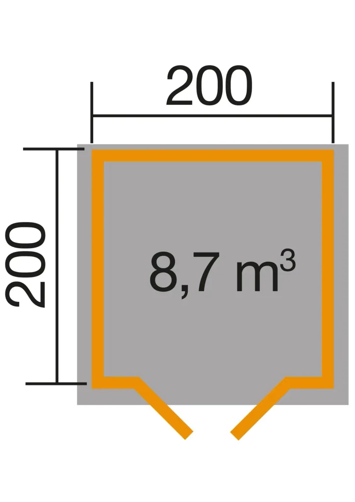 Garden shed 209 size 1 253 x 234 x 244 cm wall thickness 28 mm, with double door natural