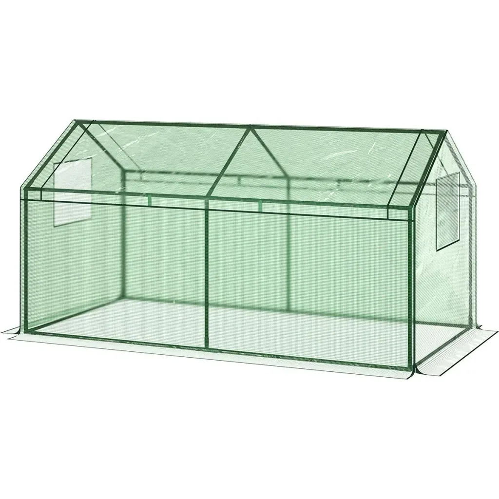 Poly greenhouse with window roof - Green - 180 x 92 x 92 cm