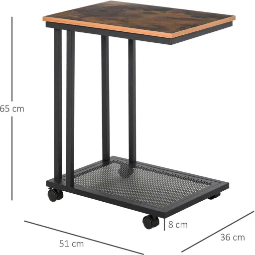 Rollable C-shaped side table black