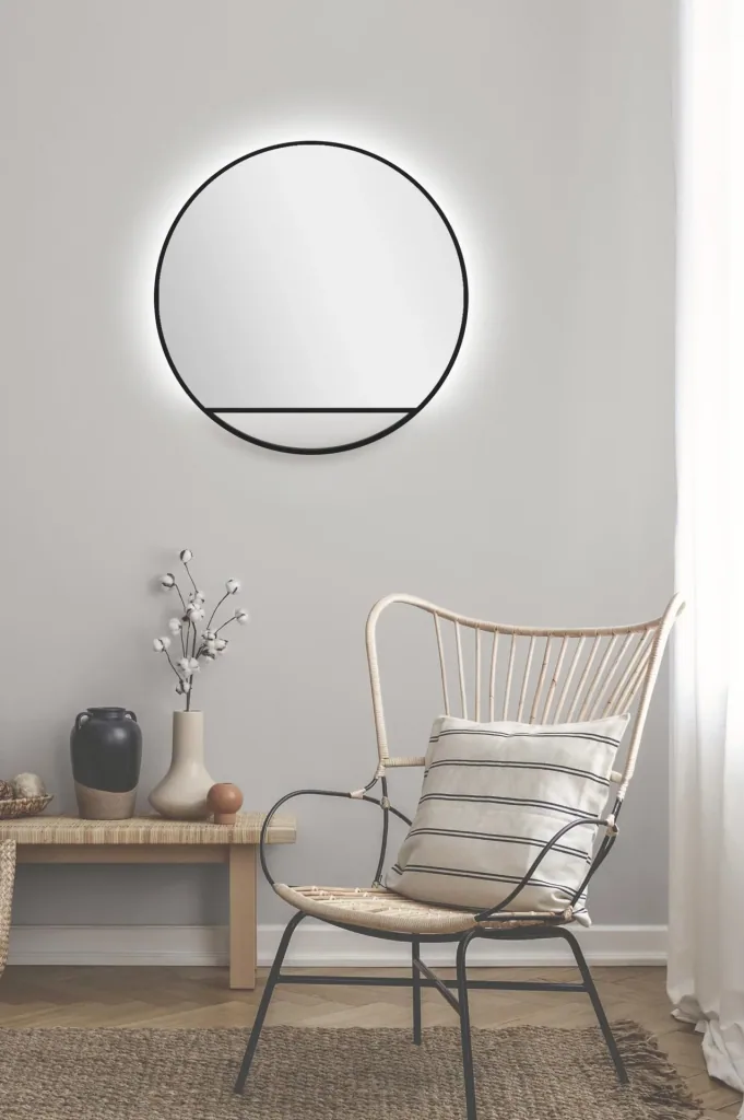 Decorative wall mirror "Black Hole" - Light indirect LED lighting Ø 60 cm