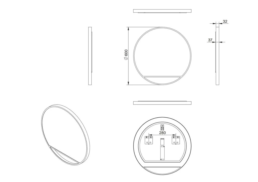 Decorative wall mirror "Black Hole" - Light indirect LED lighting Ø 60 cm