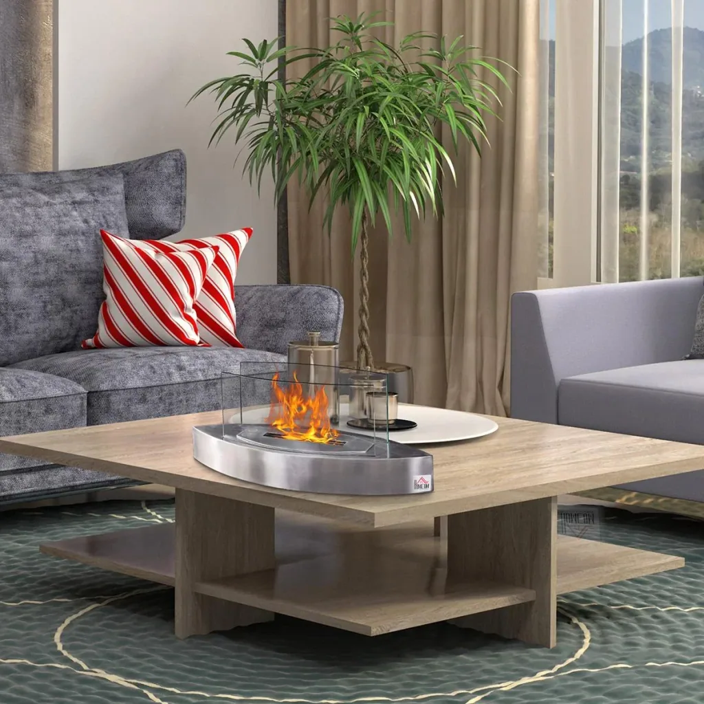 Ethanol fireplace silver