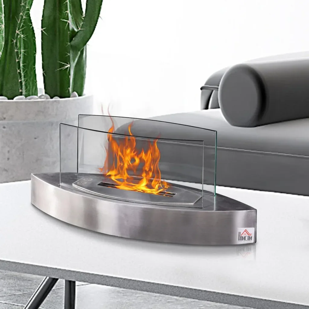 Ethanol fireplace silver