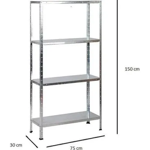 2 metal storage racks / shelving units - 200 kg load capacity - (WxDxH) 75x30x150 cm - galvanized