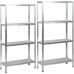 2 metal storage racks / shelving units - 200 kg load capacity - (WxDxH) 75x30x150 cm - galvanized