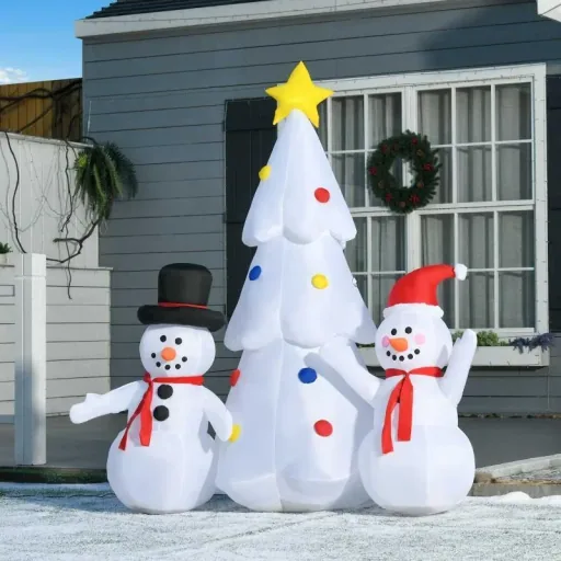 Inflatable Christmas tree Christmas decoration with snowman 185 cm