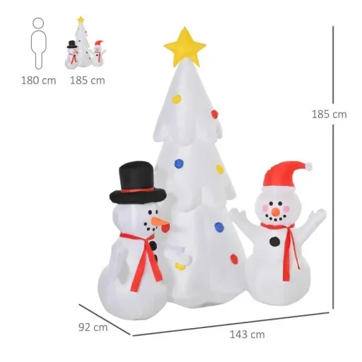 Inflatable Christmas tree Christmas decoration with snowman 185 cm