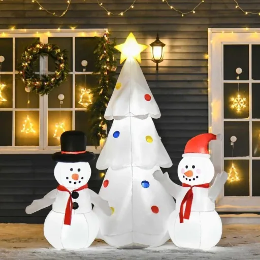Inflatable Christmas tree Christmas decoration with snowman 185 cm
