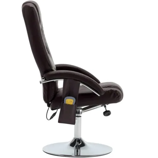 Massage seat adjustable with footstool faux leather brown
