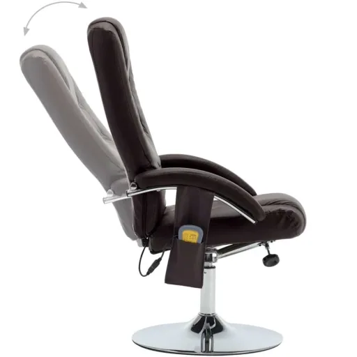 Massage seat adjustable with footstool faux leather brown