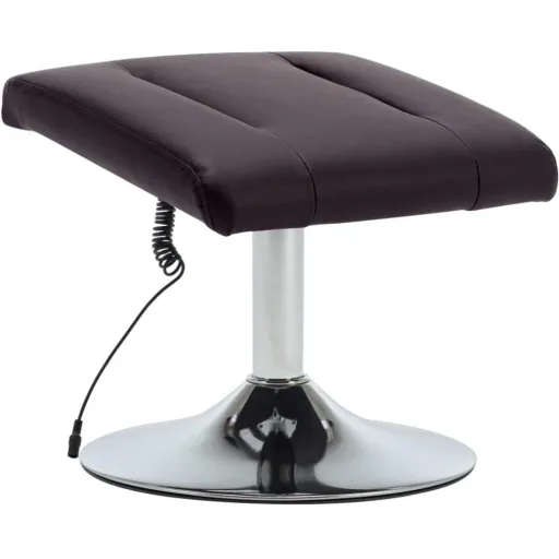 Massage seat adjustable with footstool faux leather brown