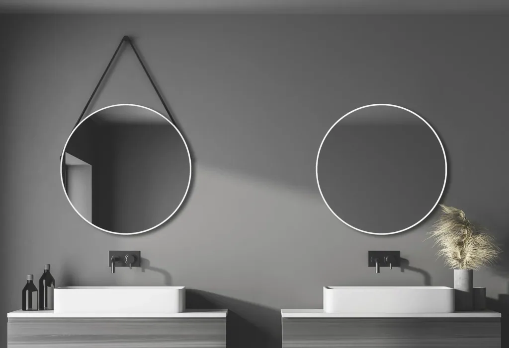 Decorative round wall mirror in matt white Ø 80 cm - high-quality robust aluminum frame