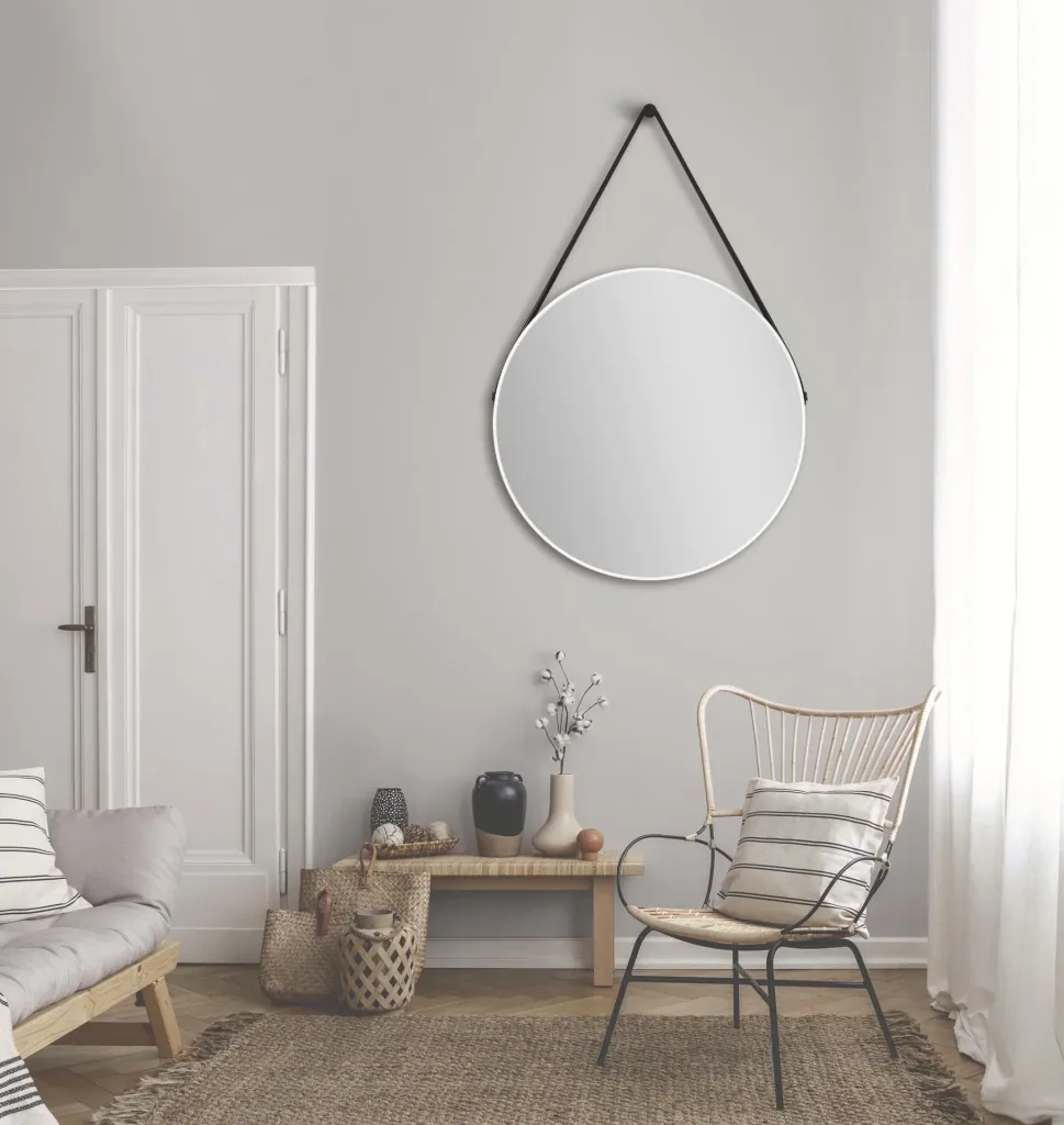Decorative round wall mirror in matt white Ø 80 cm - high-quality robust aluminum frame