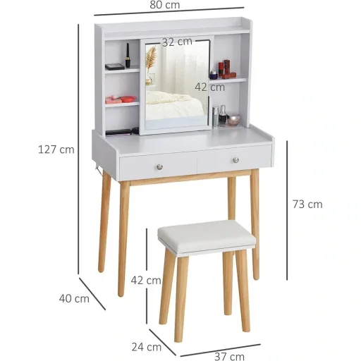 Dressing table with stool white