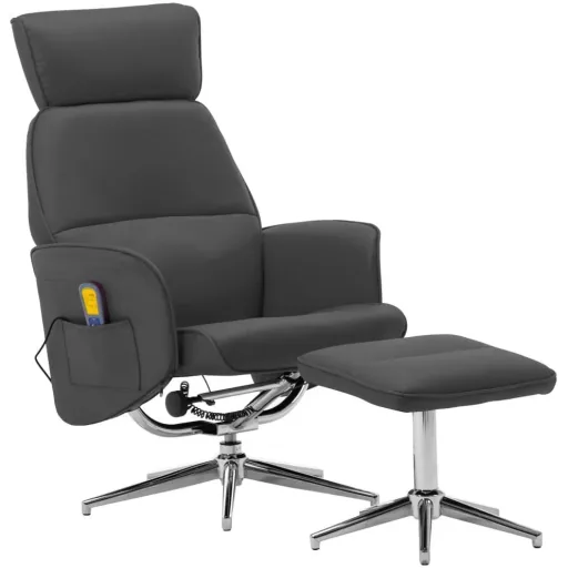 Adjustable massage chair with footstool anthracite