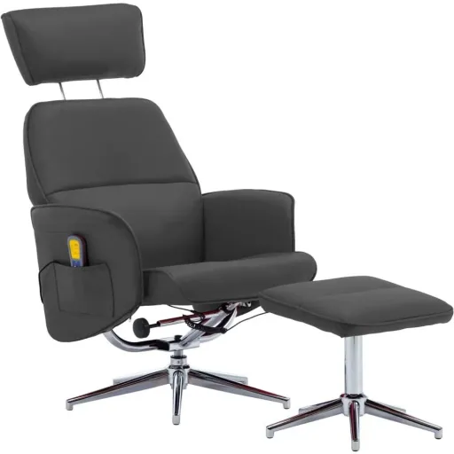 Adjustable massage chair with footstool anthracite