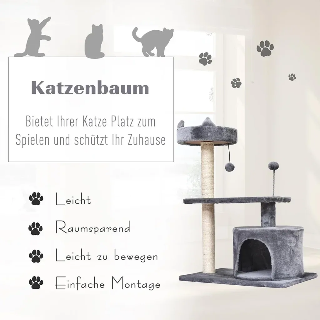 Scratching post with cat cave