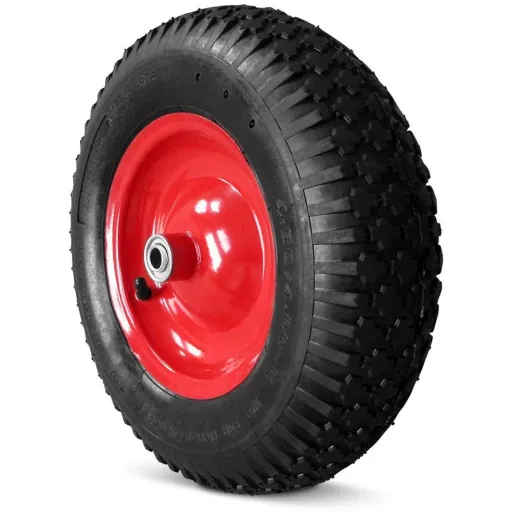 Wheelbarrow spare pneumatic tire/wheel including axle