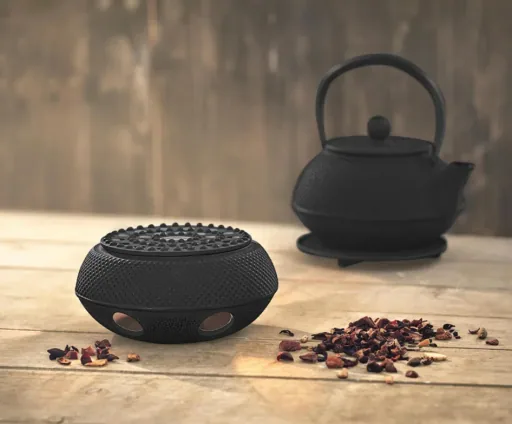 Asia teapot set cast iron 10-piece (color: black)