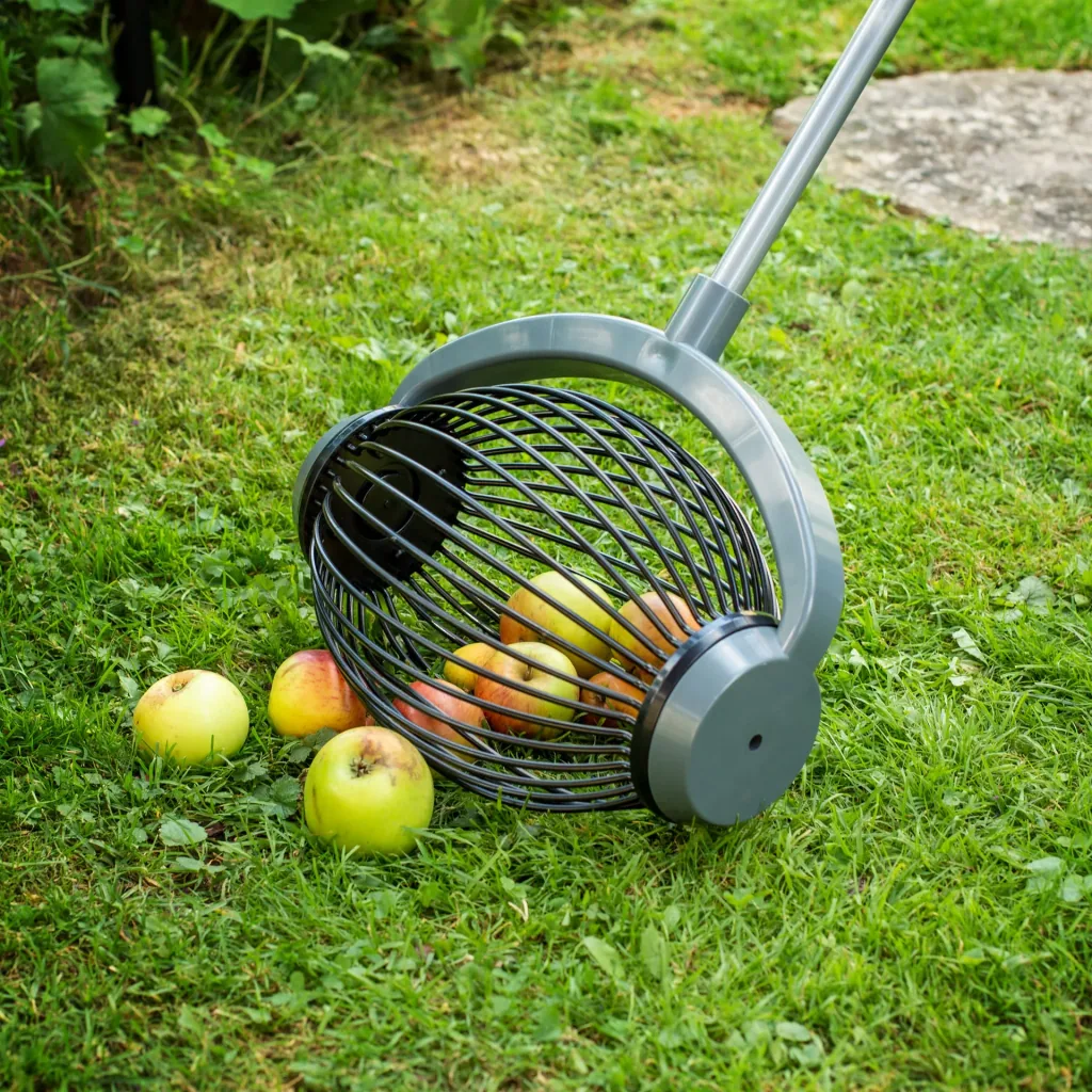 Rolling collector / fruit collector, large with aluminum telescopic handle
