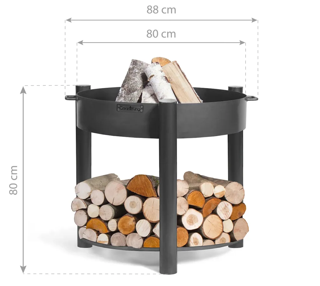 CookKing Vuurkorf Montana 80 hoog, inclusief houtopslag