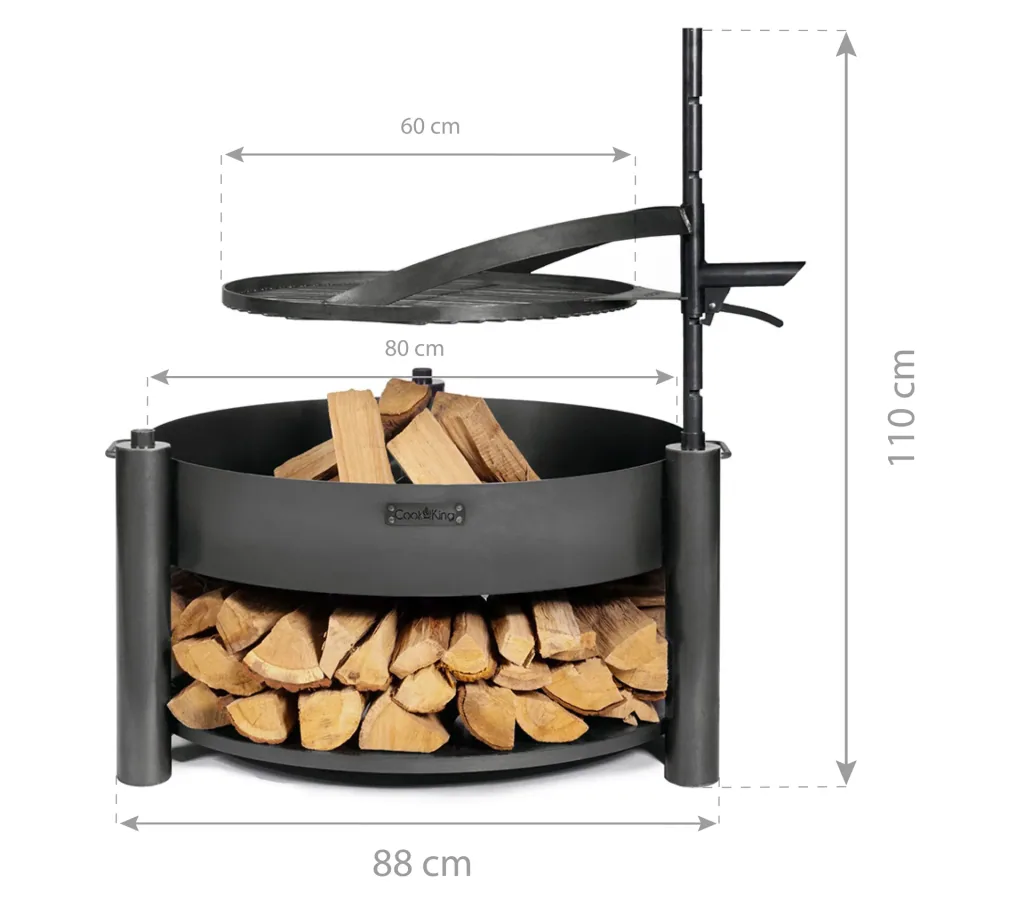 CookKing Vuurkorf Montana X, inclusief houtopslag & accessoires