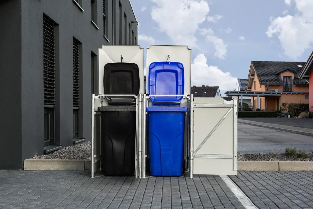Garbage can box for 2, black plastic, for 240 l bins