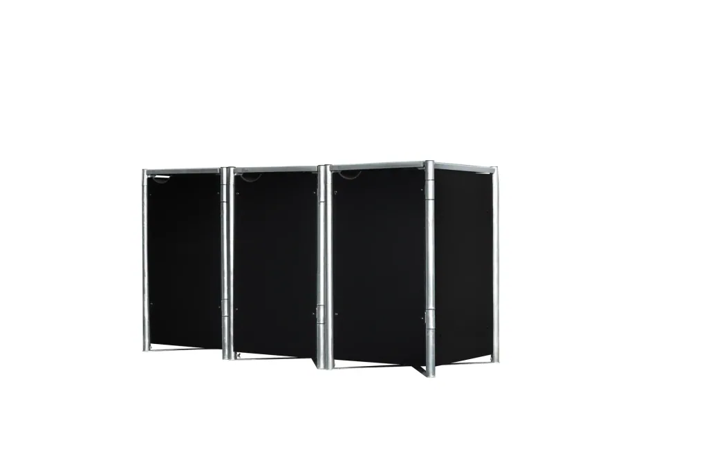 Garbage can box 3-box, black plastic, for 240 l bins