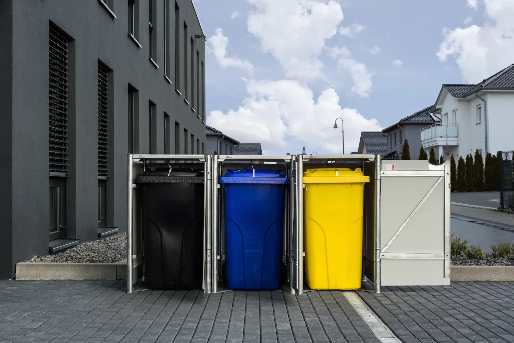 Garbage can box 3-box, black plastic, for 240 l bins