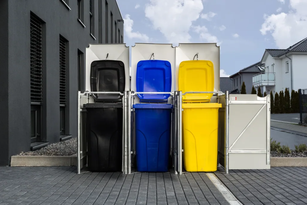 Garbage can box 3-box, black plastic, for 240 l bins