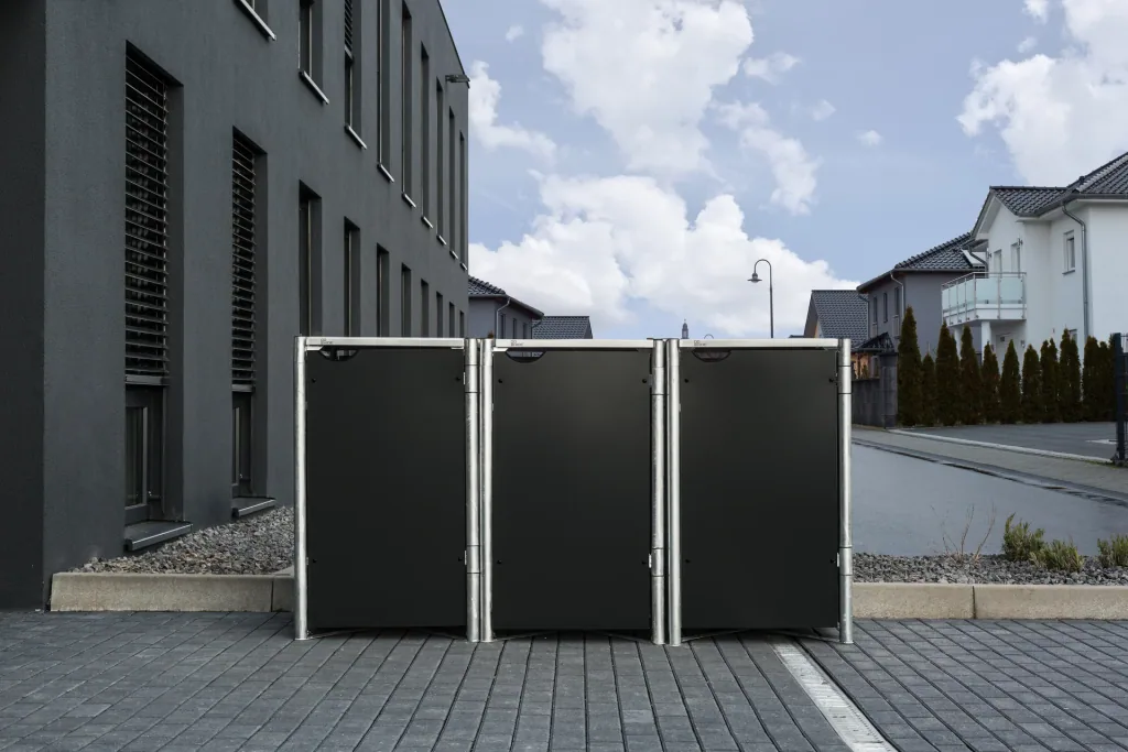 Garbage can box 3-box, black plastic, for 240 l bins
