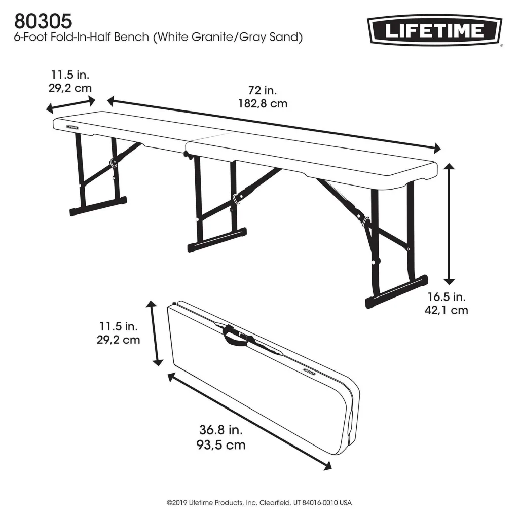 Lifetime Opvouwbare bank 183 cm
