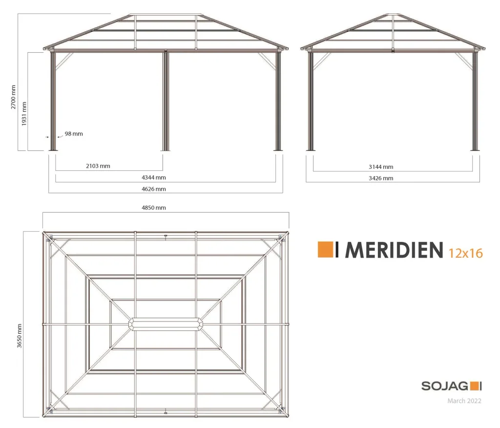 Sojag gordijnset voor tuinpaviljoen Meridien 12x16