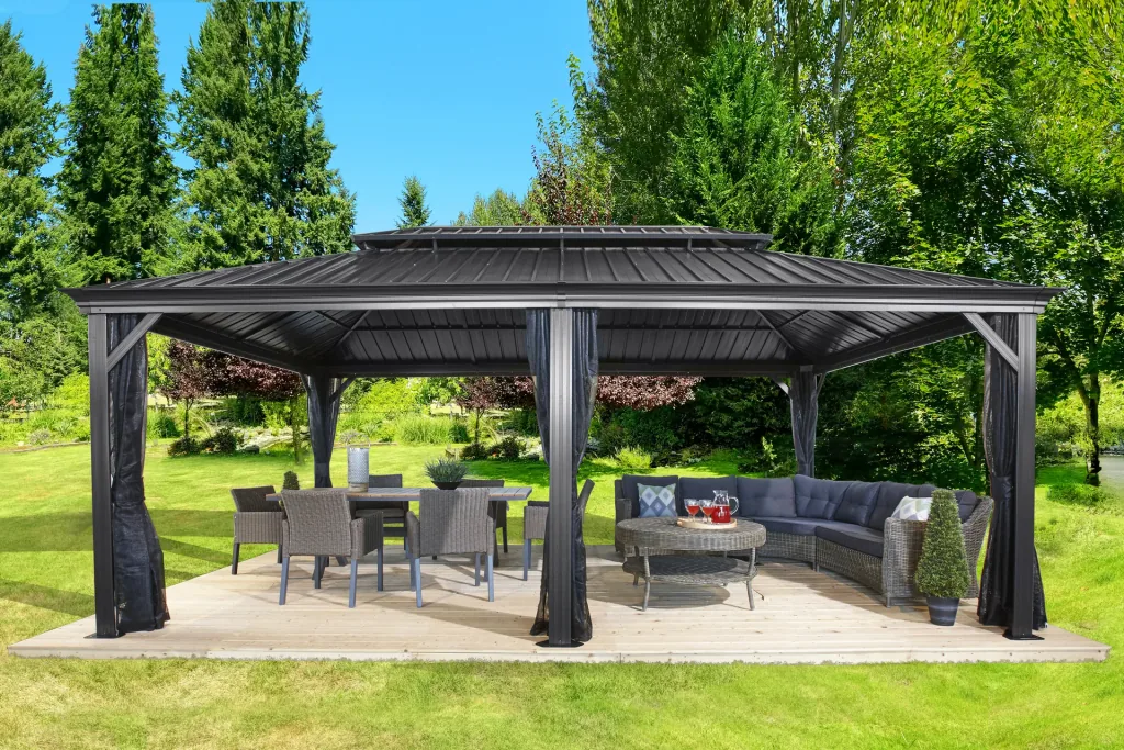 Sojag gordijnenset voor de tuinpaviljoen Messina 12x20