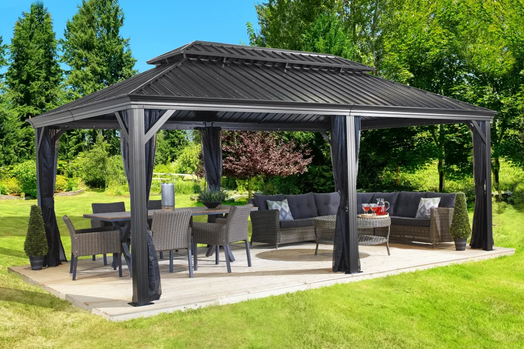 Sojag gordijnenset voor de tuinpaviljoen Messina 12x20