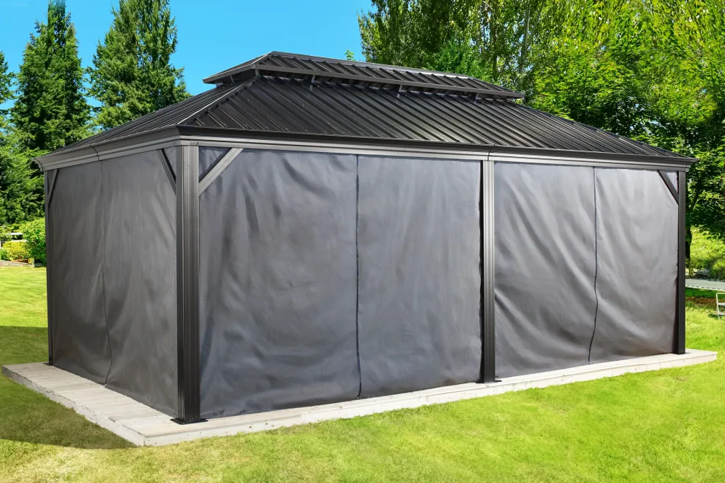 Sojag gordijnenset voor de tuinpaviljoen Messina 12x20