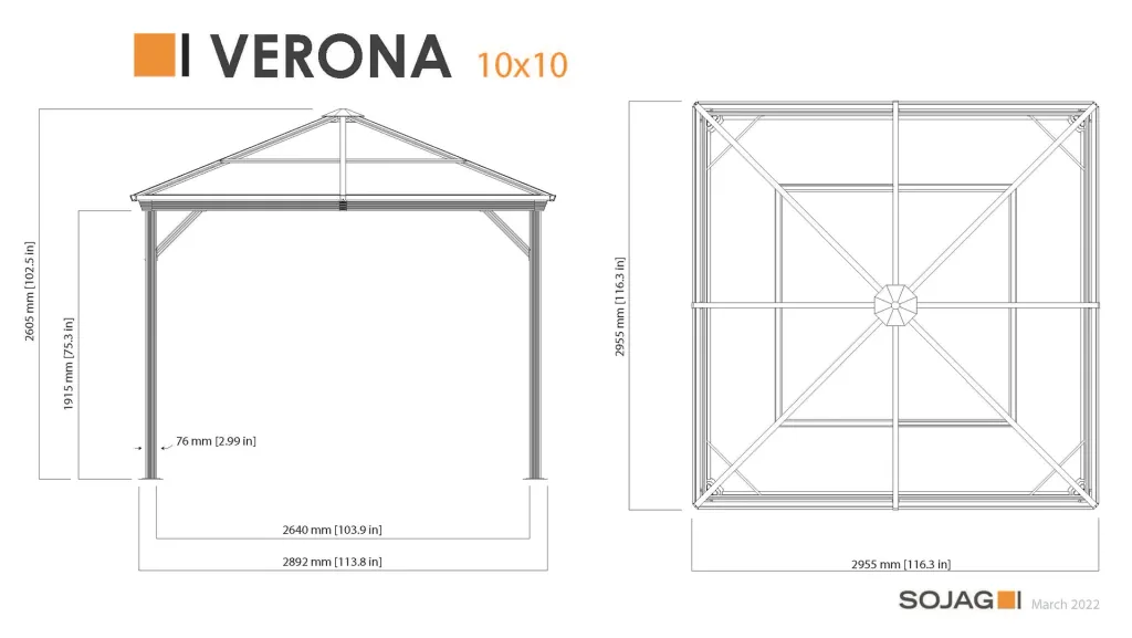 Sojag Gordijnset voor tuinpaviljoen Verona 10x10