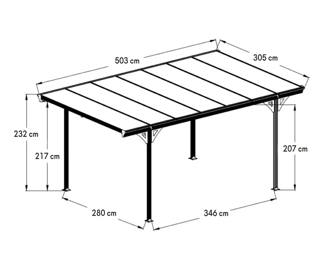 Westmann Carport met plat dak 15 m