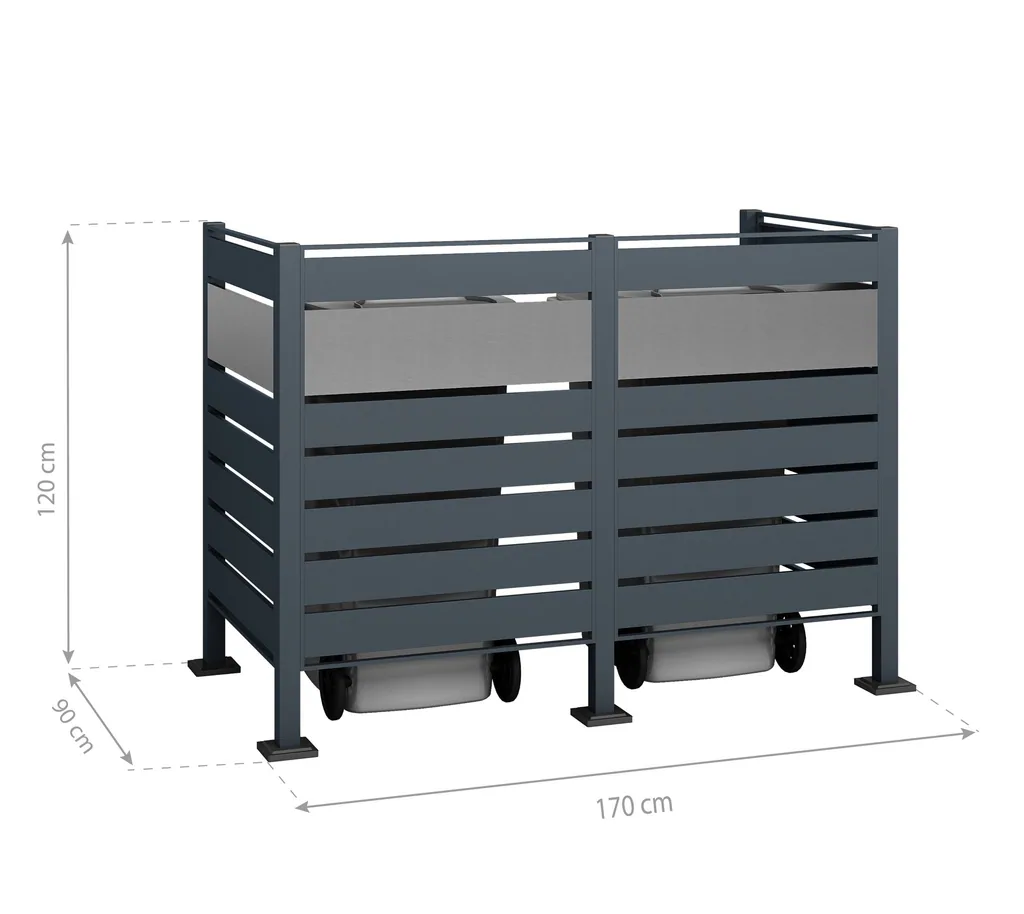 Westmann Afvalcontainerombouw Planum 2er 120 cm antraciet (2× 240 L)