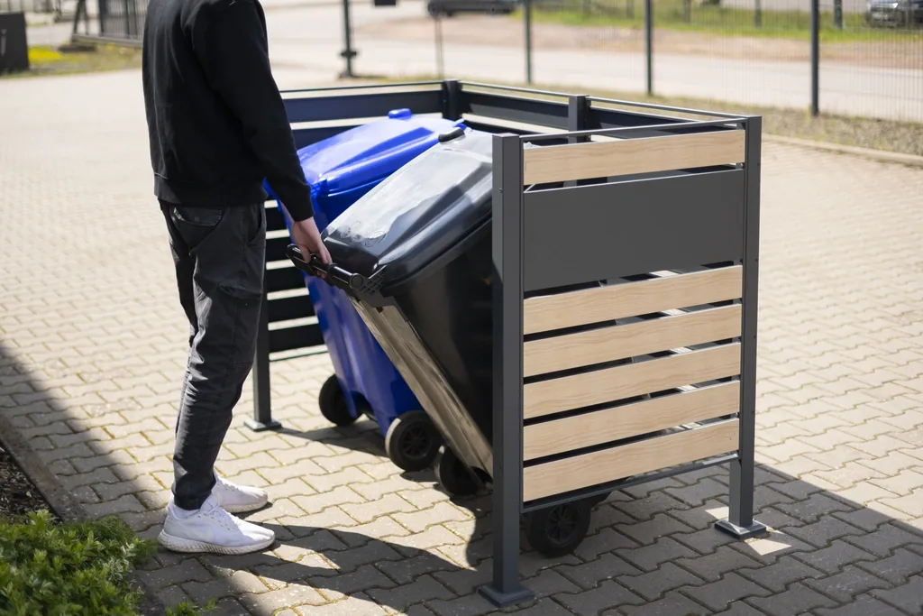 Westmann Afvalbakombuis Planum 2er 120 cm houtlook (2× 240 L)