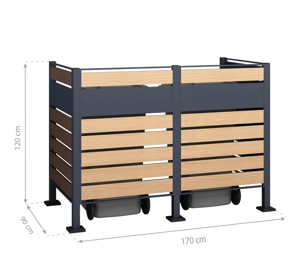 Westmann Afvalbakombuis Planum 2er 120 cm houtlook (2× 240 L)