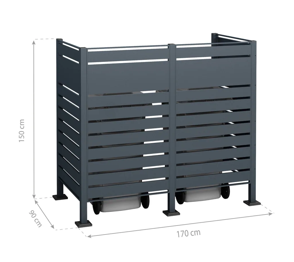 Westmann Afvalcontainerombouw Planum 2er 150 cm antraciet (2× 240 L)
